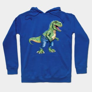 Dinosaur Wearing Denim Jeans Hoodie